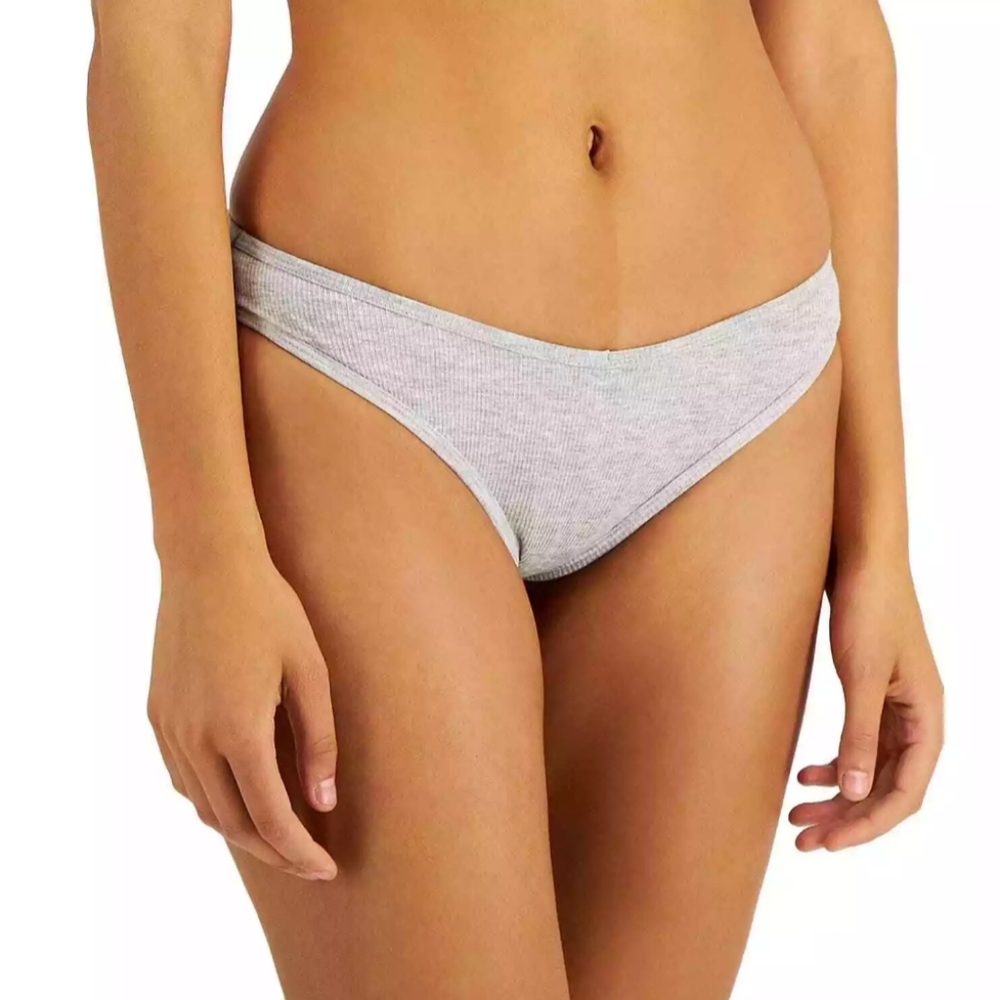Jenni Thong Panty Woman XXL Grey Heather‎ Deep Black Seamless Ribbed Set of 2
